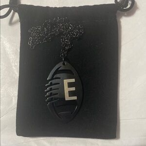 Black and Silver Football Pendant Necklace